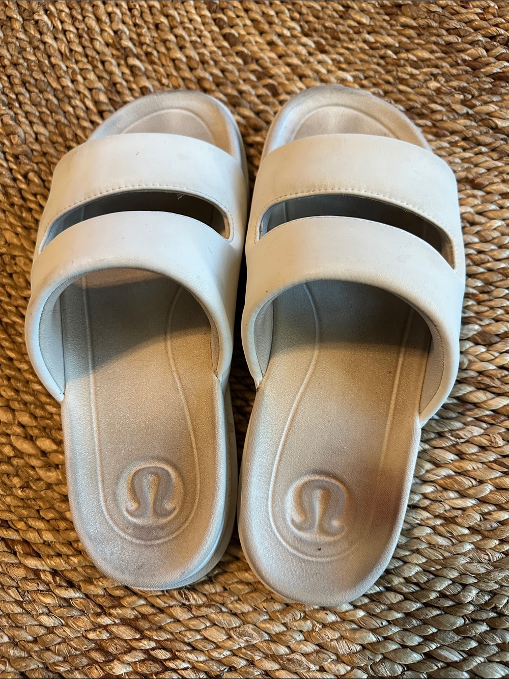 lululemon athletica Cream Double-Strap Slide Sandals size 9